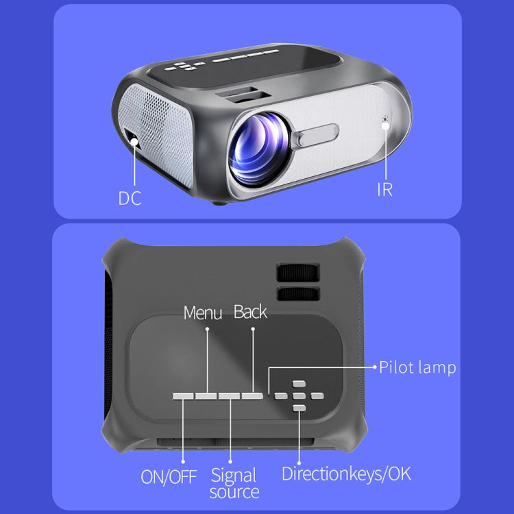 T7 1920x1080P 200 ANSI Portable Home Theater LED HD Digital Projector, Basic Version,US Plug(Black) - LED Projector by PMC Jewellery | Online Shopping South Africa | PMC Jewellery | Buy Now Pay Later Mobicred