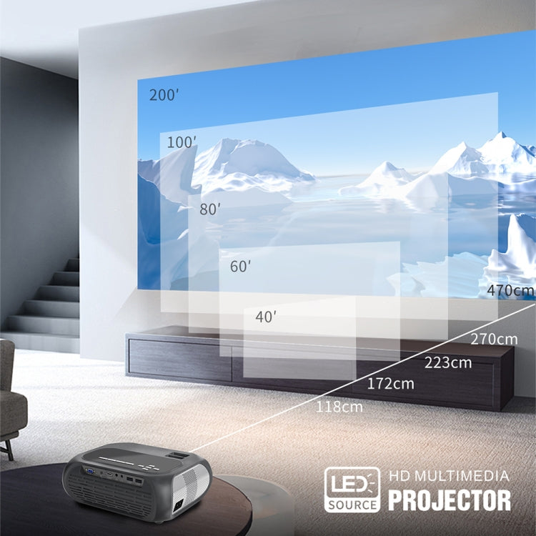 T7 1920x1080P 200 ANSI Portable Home Theater LED HD Digital Projector, Basic Version, EU Plug(Black) - LED Projector by PMC Jewellery | Online Shopping South Africa | PMC Jewellery | Buy Now Pay Later Mobicred