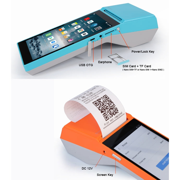 SGT-SP01 5.5 inch HD Screen Handheld POS Receipt Printer, Basic Version, US Plug(Orange) - Printer by PMC Jewellery | Online Shopping South Africa | PMC Jewellery | Buy Now Pay Later Mobicred