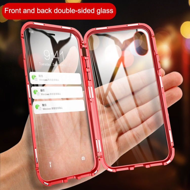 For iPhone XR Ultra Slim Double Sides Magnetic Adsorption Angular Frame Tempered Glass Magnet Flip Case(Black) - More iPhone Cases by PMC TechLife | Online Shopping South Africa | PMC TechLife | Buy Now Pay Later Mobicred
