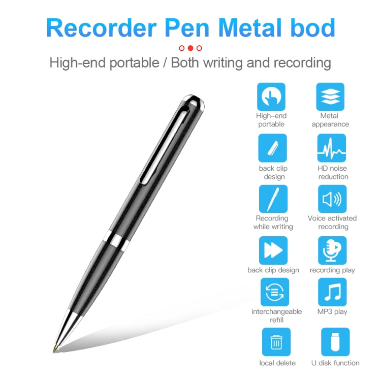 Q96 Intelligent HD Digital Noise Reduction Recording Pen, Capacity:8GB(Black) - Recording Pen by PMC TechLife | Online Shopping South Africa | PMC TechLife | Buy Now Pay Later Mobicred