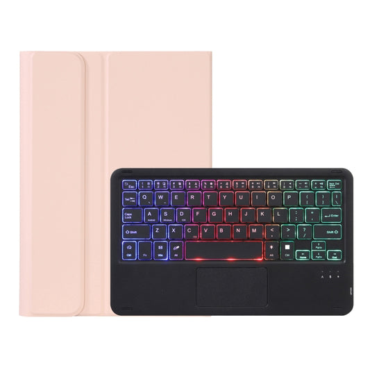 AHV7-AS Lambskin Texture Tri-color Backlight Bluetooth Keyboard Leather Tablet Case with Touchpad For Honor Tablet V7 Pro(Pink) - Huawei Keyboard by PMC Jewellery | Online Shopping South Africa | PMC Jewellery