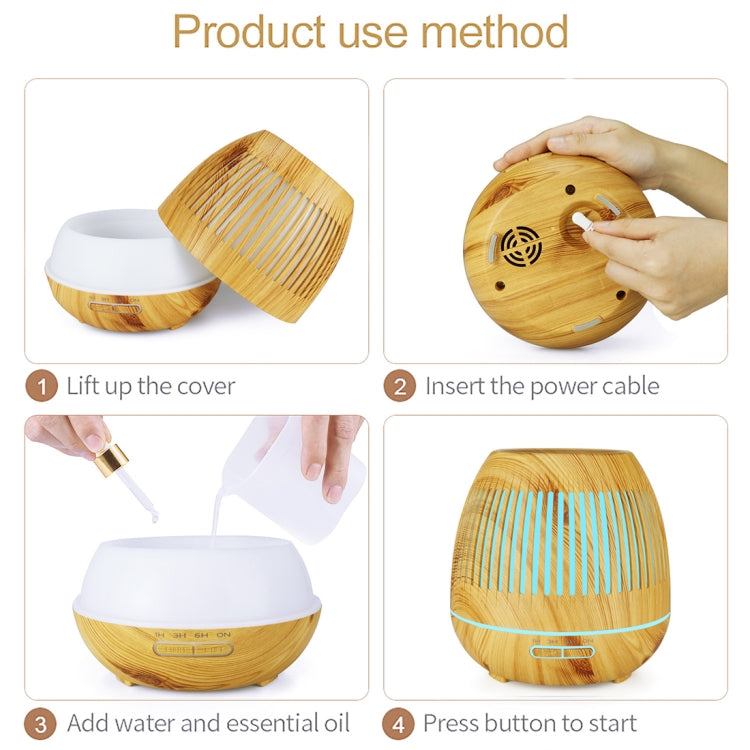 400ml Hollow-out LED Humidifier Wood Grain Air Purifier Aromatherapy Machine Automatic Alcohol Sprayer with Colorful LED Light, Plug Specification:EU Plug(White) - free shipping - PMC TechLife - Order now!