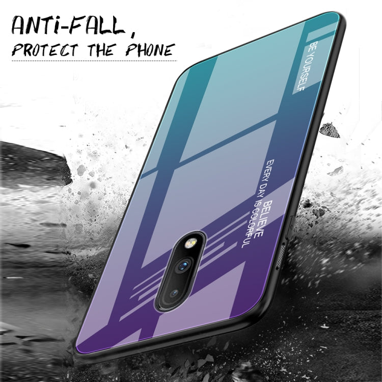 For OnePlus 7 Gradient Color Glass Case(Blue) - OnePlus Cases by PMC TechLife | Online Shopping South Africa | PMC TechLife