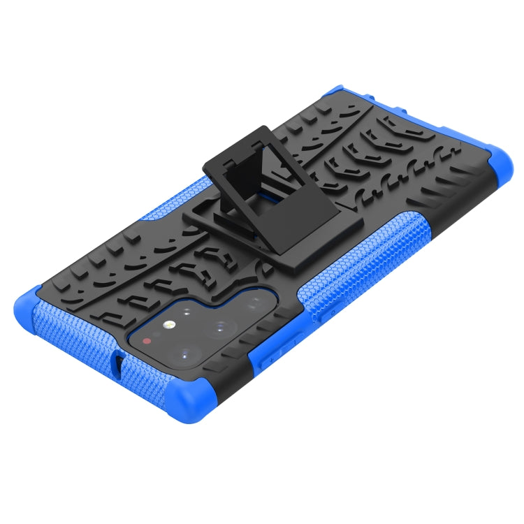 For Samsung Galaxy S22 Ultra 5G Tire Texture TPU + PC Phone Case with Holder(Blue) - Galaxy S22 Ultra 5G Cases by PMC TechLife | Online Shopping South Africa | PMC TechLife