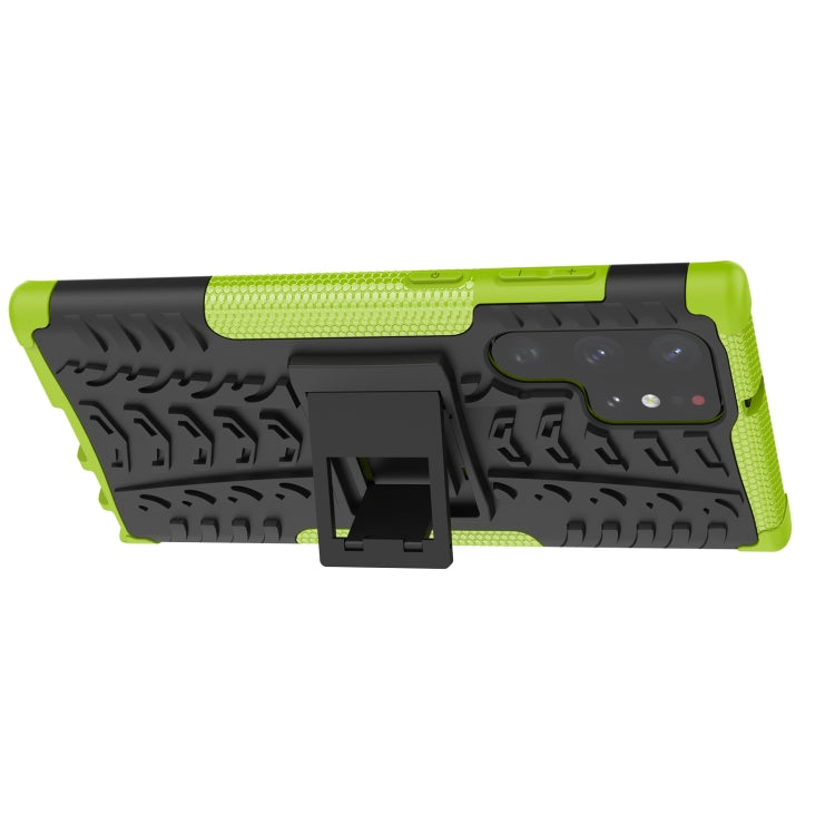For Samsung Galaxy S22 Ultra 5G Tire Texture TPU + PC Phone Case with Holder(Green) - Galaxy S22 Ultra 5G Cases by PMC TechLife | Online Shopping South Africa | PMC TechLife | Buy Now Pay Later Mobicred