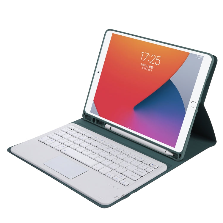 A07B-A Lambskin Texture Square Keycap Bluetooth Keyboard Leather Case with Touch Control For iPad 9.7 2018 & 2017 / Pro 9.7 inch / Air 2(Dark Green) - Universal by PMC TechLife | Online Shopping South Africa | PMC TechLife