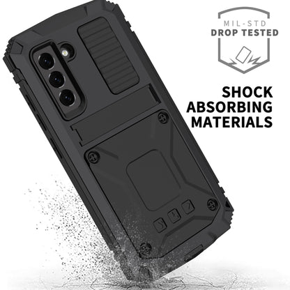For Samsung Galaxy S21 FE R-JUST Rugged Phone Case with Holder(Black) - Galaxy Phone Cases by R-JUST | Online Shopping South Africa | PMC Jewellery