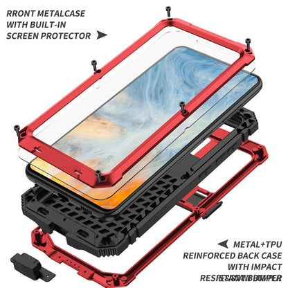 For Samsung Galaxy S21 FE R-JUST Rugged Phone Case with Holder(Red) - Galaxy Phone Cases by R-JUST | Online Shopping South Africa | PMC Jewellery