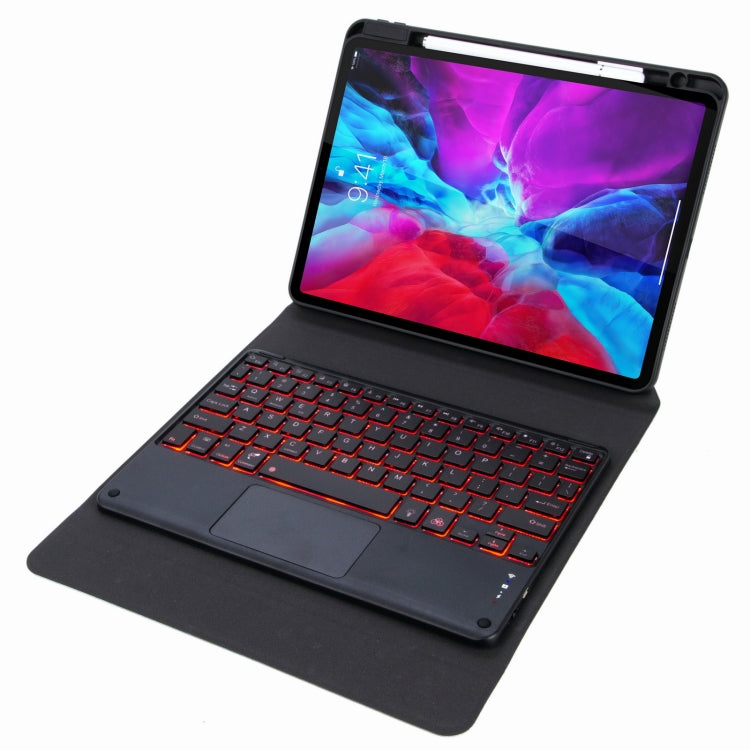 H-102CS Touch Backlight Bluetooth Keyboard Leather Case with Rear Three-fold Holder For iPad 10.2 2020 & 2019 / Pro 10.5 inch(Black) - Universal by PMC TechLife | Online Shopping South Africa | PMC TechLife