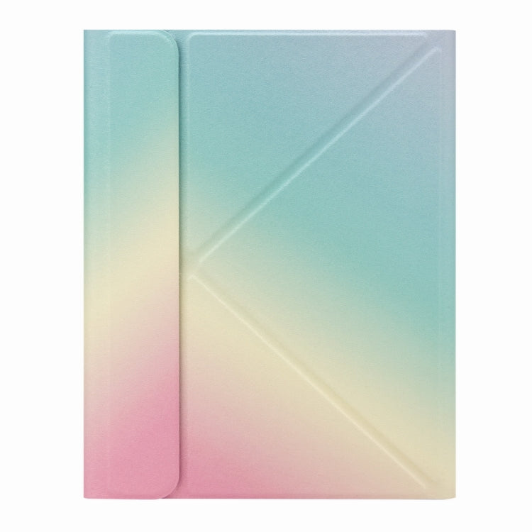 H-097 Bluetooth Keyboard Leather Case with Rear Three-fold Holder For iPad 9.7 2018 & 2017(Rainbow) - free shipping - PMC TechLife - Order now!