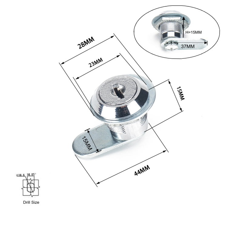 A2921-01 15mm Cylinder Drawer & Cabinet Lock Cam Locks - Locks & Hasps by PMC TechLife | Online Shopping South Africa | PMC TechLife | Buy Now Pay Later Mobicred