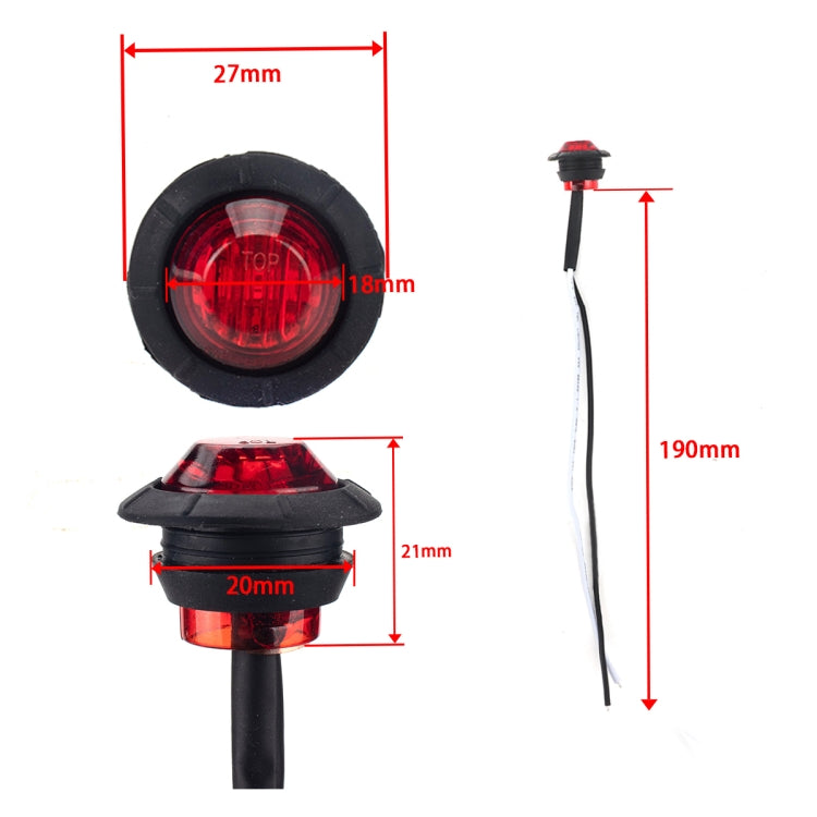 A5010 Red Light 10 in 1 Truck Trailer LED Round Side Marker Lamp - Warning Lights by PMC Jewellery | Online Shopping South Africa | PMC Jewellery | Buy Now Pay Later Mobicred