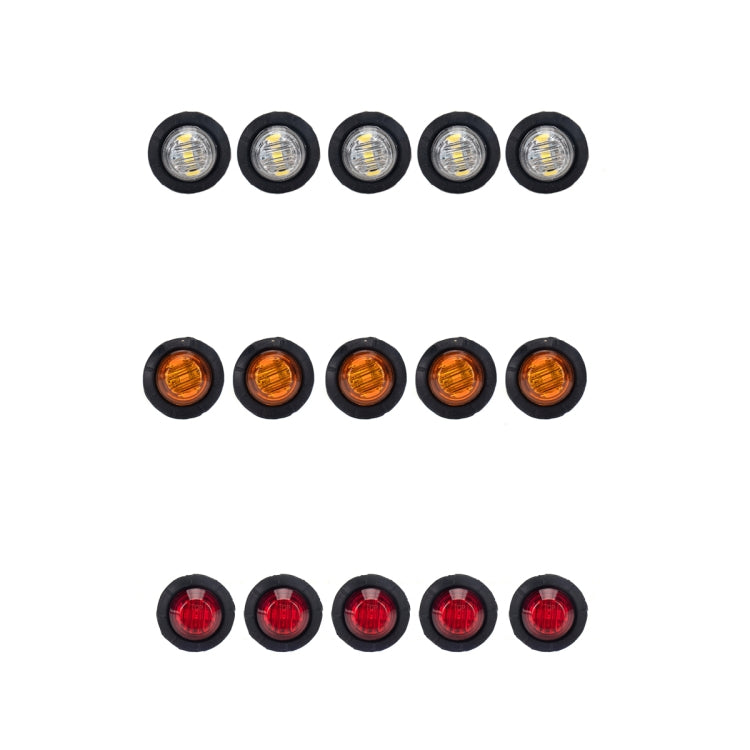 A5015 15 in 1 Red + Amber + White Light Truck Trailer LED Round Side Marker Lamp - Warning Lights by PMC Jewellery | Online Shopping South Africa | PMC Jewellery | Buy Now Pay Later Mobicred