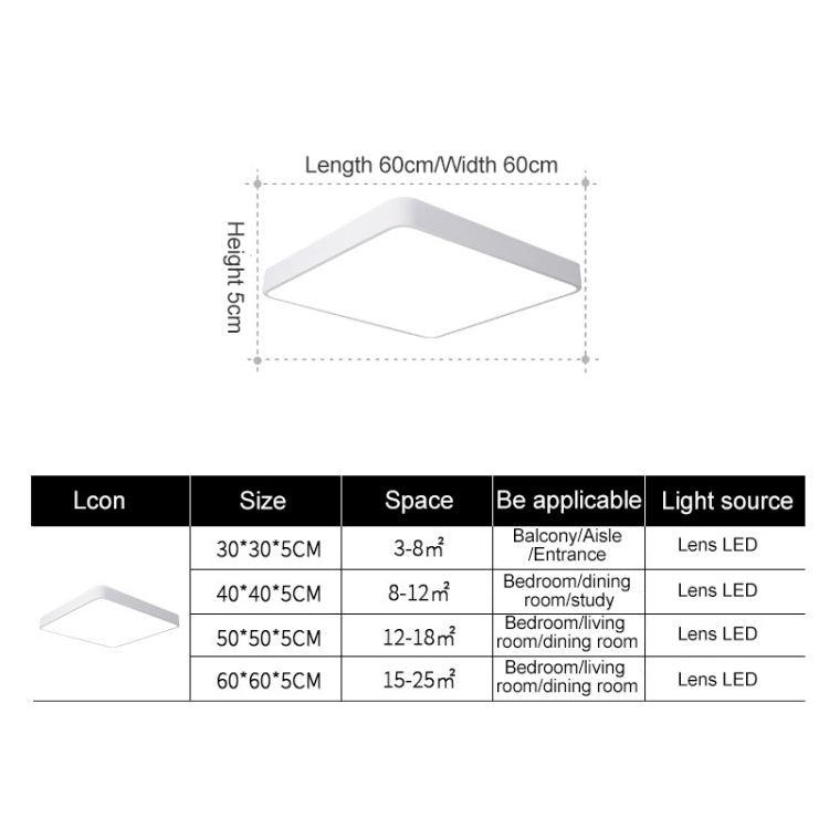 Macaron LED Square Ceiling Lamp, White Light, Size:60cm(Black) - Celling Lights & Chandeliers by PMc TechLife | Online Shopping South Africa | PMc TechLife | Buy Now Pay Later Mobicred