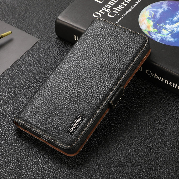 For Huawei nova 9 KHAZNEH Side-Magnetic Litchi Genuine Leather RFID Phone Case(Black) - Huawei Cases by PMC TechLife | Online Shopping South Africa | PMC TechLife | Buy Now Pay Later Mobicred
