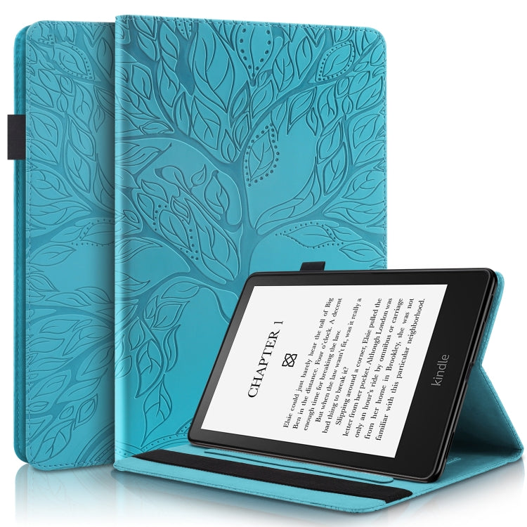 For Amazon Kindle Paperwhite 5 2021 Life Tree Series Leather Tablet Case(Lake Blue) - Amazon by PMC TechLife | Online Shopping South Africa | PMC TechLife | Buy Now Pay Later Mobicred