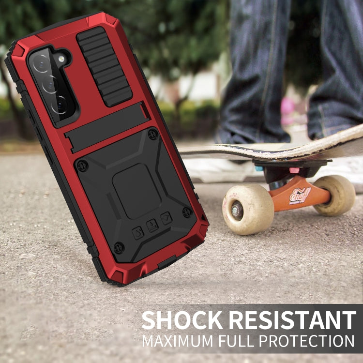 For Samsung Galaxy S22+ 5G R-JUST Metal + Silicone Holder Phone Case(Red) - Galaxy S22+ 5G Cases by R-JUST | Online Shopping South Africa | PMC TechLife | Buy Now Pay Later Mobicred