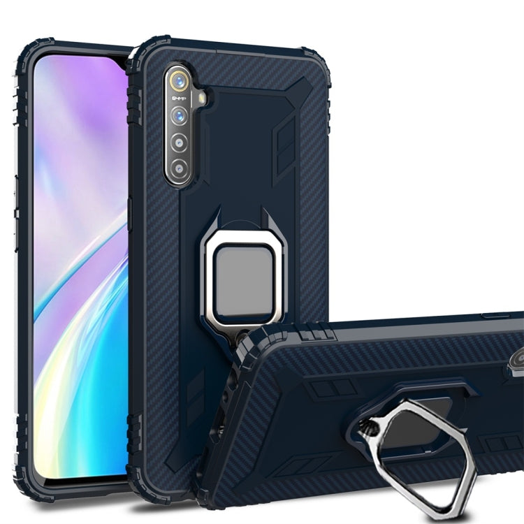 For OPPO Realme XT Carbon Fiber Protective Case with 360 Degree Rotating Ring Holder(Blue) - Realme Cases by PMC Jewellery | Online Shopping South Africa | PMC Jewellery | Buy Now Pay Later Mobicred