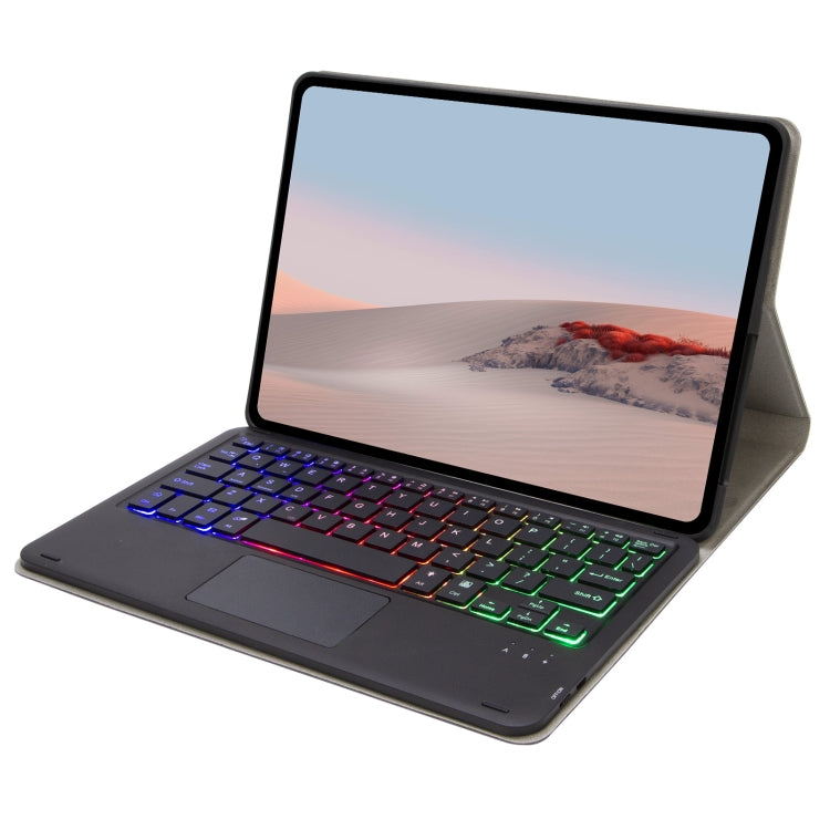 SFGO-AS Tree Texture Backlight Bluetooth Keyboard Leather Case with Touchpad For Microsoft Surface Go 4 / 3 / 2 / 1(Black + Black) - Others Keyboard by PMC TechLife | Online Shopping South Africa | PMC TechLife