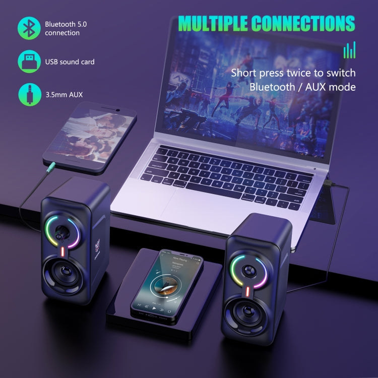 ONIKUMA L6 RGB Lighting Computer Audio with Bluetooth Function(Black) - free shipping - PMC Jewellery - Order now!