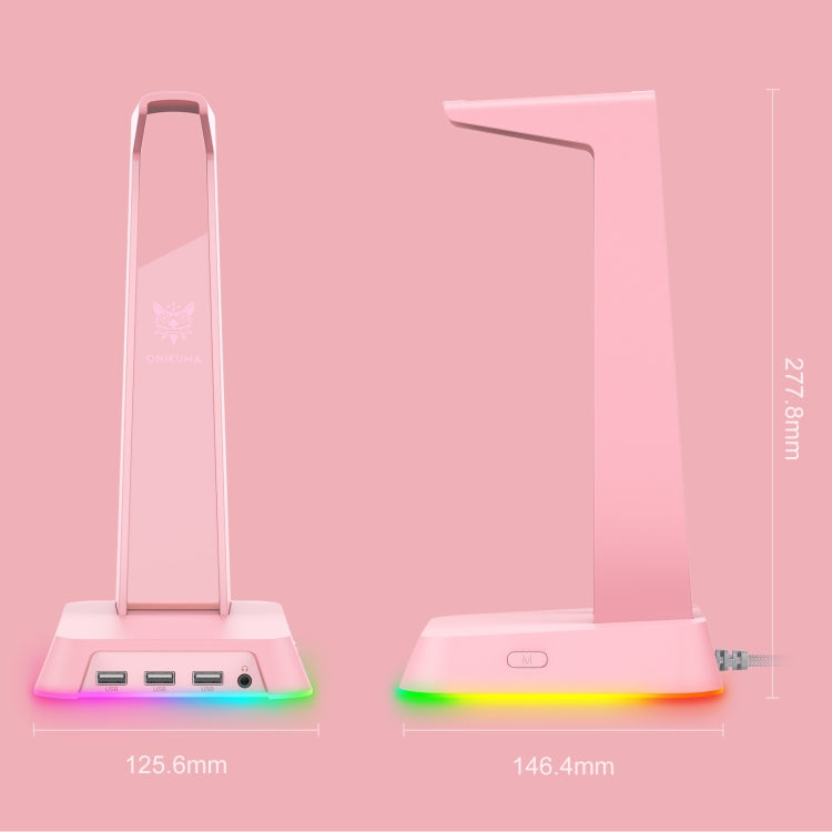 ONIKUMA ST-2 RGB Lighting Headset Holder Stand(Pink) - Headset Stand by ONIKUMA | Online Shopping South Africa | PMC Jewellery | Buy Now Pay Later Mobicred