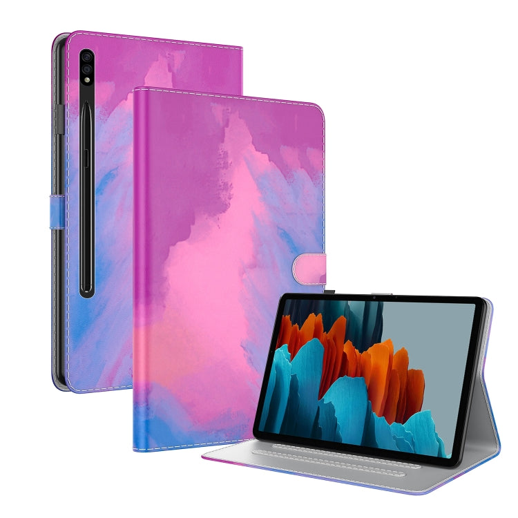 For Samsung Galaxy Tab S9 Watercolor Pattern Flip Leather Tablet Case(Purple Red) - Galaxy Tab S9 Cases by PMC Jewellery | Online Shopping South Africa | PMC Jewellery | Buy Now Pay Later Mobicred