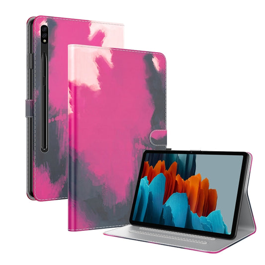 For Samsung Galaxy Tab S9+ Watercolor Pattern Flip Leather Tablet Case(Berry Color) - Galaxy Tab S9+ Cases by PMC Jewellery | Online Shopping South Africa | PMC Jewellery | Buy Now Pay Later Mobicred