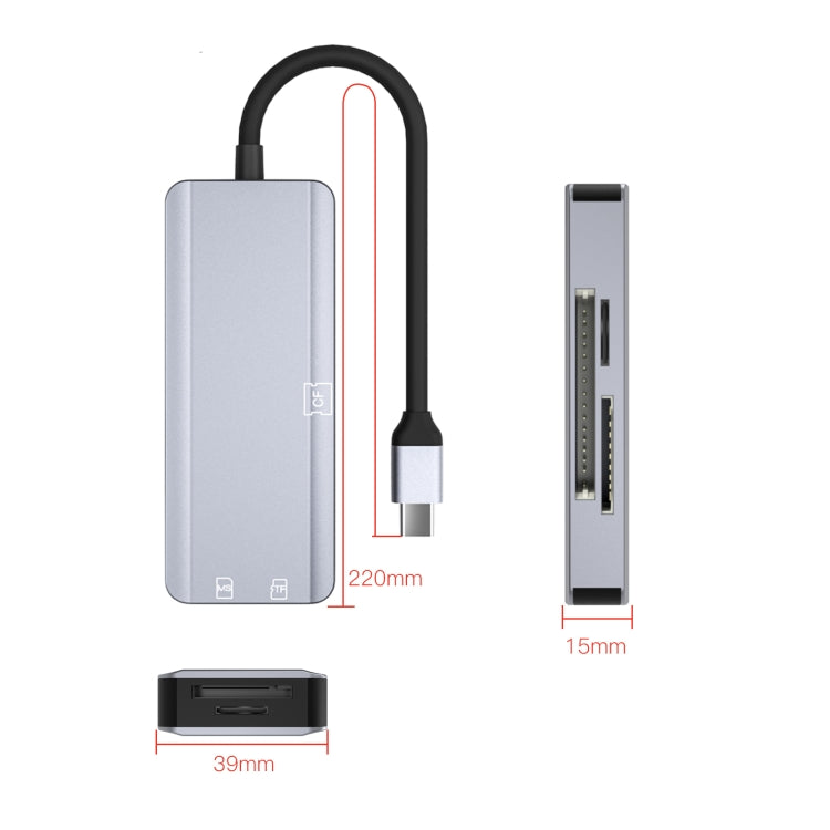 NK-3044 5 in 1 USB-C / Type-C to MS / M2 / CF / TF / SD Card Slots Adapter(Space Grey) - Cable & Adapters by PMC Jewellery | Online Shopping South Africa | PMC Jewellery | Buy Now Pay Later Mobicred