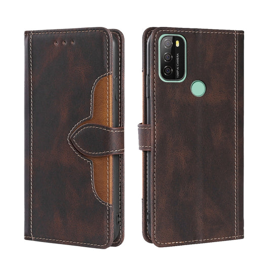 For Blackview A70 Skin Feel Straw Hat Magnetic Buckle Leather Phone Case(Brown) - More Brand by PMC Jewellery | Online Shopping South Africa | PMC Jewellery | Buy Now Pay Later Mobicred