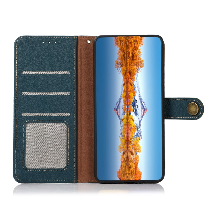 For Motorola Moto G22 KHAZNEH Custer Genuine Leather RFID Phone Case(Green) - Motorola Cases by PMC TechLife | Online Shopping South Africa | PMC TechLife | Buy Now Pay Later Mobicred