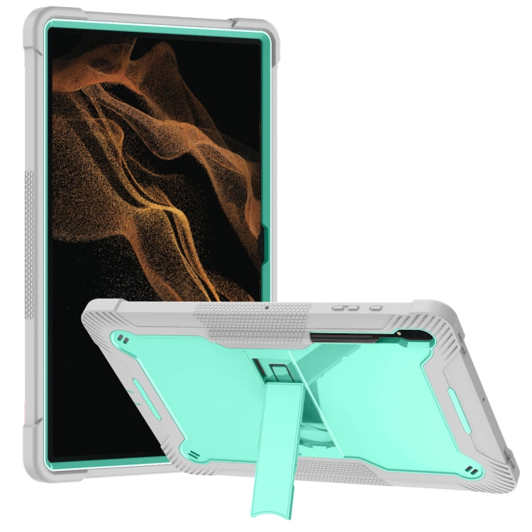 For Samsung Galaxy Tab S9  Ultra / S8 Ultra Silicone + PC Shockproof Protective Tablet Case(Grey + Green) - Galaxy Tab S8 Ultra Cases by PMC Jewellery | Online Shopping South Africa | PMC Jewellery | Buy Now Pay Later Mobicred