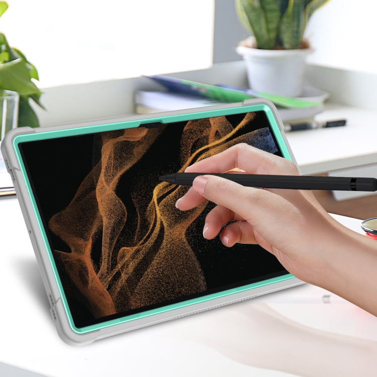 For Samsung Galaxy Tab S9  Ultra / S8 Ultra Silicone + PC Shockproof Protective Tablet Case(Grey + Green) - free shipping - PMC Jewellery - Order now!
