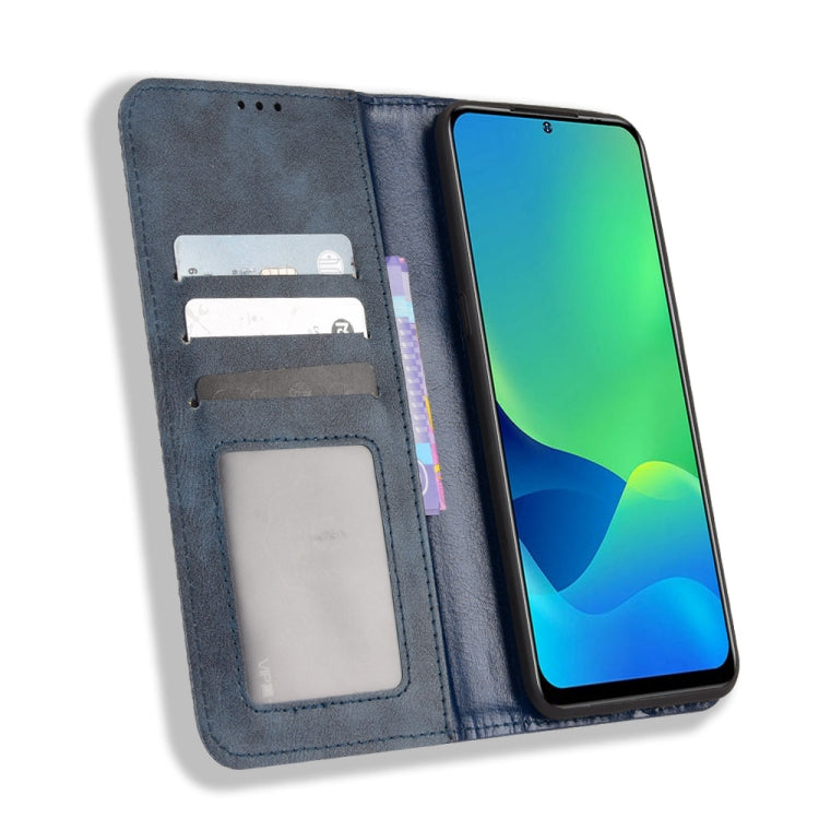 For Ulefone Note 13P Magnetic Buckle Retro Texture Leather Phone Case(Blue) - OPPO Cases by PMC Jewellery | Online Shopping South Africa | PMC Jewellery | Buy Now Pay Later Mobicred