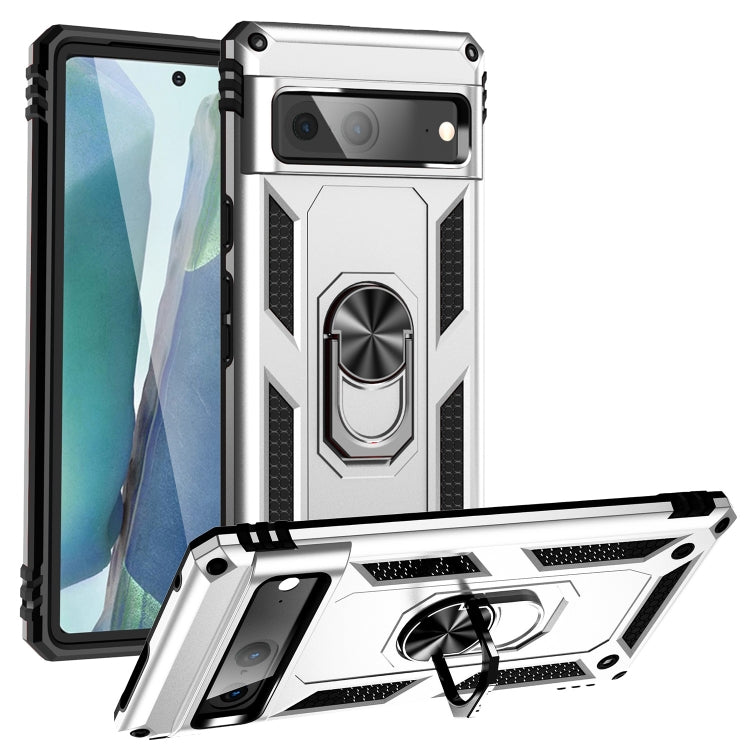 For Google Pixel 7 Shockproof TPU + PC Phone Case with Holder(Silver) - Google Cases by PMC TechLife | Online Shopping South Africa | PMC TechLife
