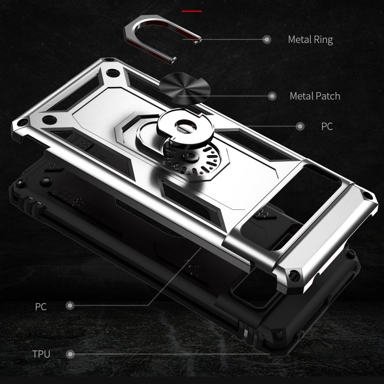 For Google Pixel 7 Shockproof TPU + PC Phone Case with Holder(Silver) - Google Cases by PMC TechLife | Online Shopping South Africa | PMC TechLife