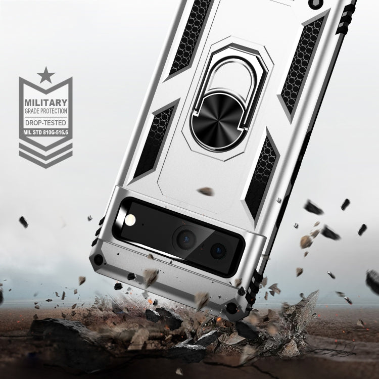 For Google Pixel 7 Shockproof TPU + PC Phone Case with Holder(Silver) - Google Cases by PMC TechLife | Online Shopping South Africa | PMC TechLife