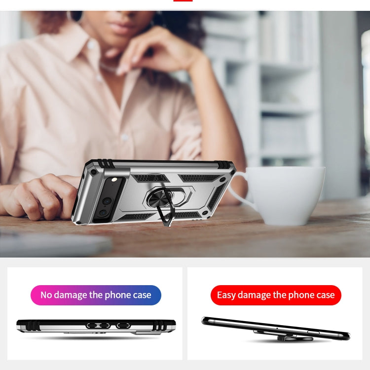 For Google Pixel 7 Shockproof TPU + PC Phone Case with Holder(Silver) - Google Cases by PMC TechLife | Online Shopping South Africa | PMC TechLife