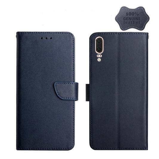 For Huawei P20 Genuine Leather Fingerprint-proof Horizontal Flip Phone Case(Blue) - Huawei Cases by PMC Jewellery | Online Shopping South Africa | PMC Jewellery | Buy Now Pay Later Mobicred