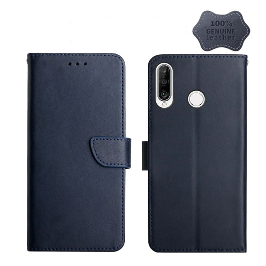 For Huawei P30 Lite Genuine Leather Fingerprint-proof Horizontal Flip Phone Case(Blue) - Huawei Cases by PMC Jewellery | Online Shopping South Africa | PMC Jewellery | Buy Now Pay Later Mobicred