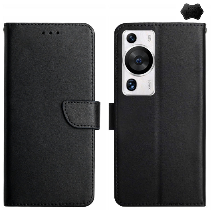For Huawei P60 Pro Genuine Leather Fingerprint-proof Horizontal Flip Phone Case(Black) - Huawei Cases by PMC TechLife | Online Shopping South Africa | PMC TechLife | Buy Now Pay Later Mobicred