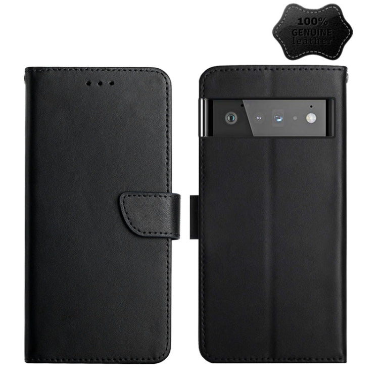 For Google Pixel 6 Genuine Leather Fingerprint-proof Horizontal Flip Phone Case(Black) - Google Cases by PMC TechLife | Online Shopping South Africa | PMC TechLife | Buy Now Pay Later Mobicred