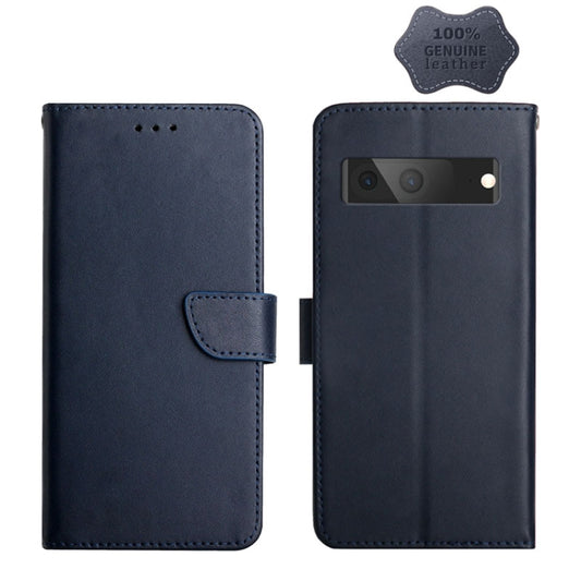 For Google Pixel 7 Genuine Leather Fingerprint-proof Horizontal Flip Phone Case(Blue) - Google Cases by PMC Jewellery | Online Shopping South Africa | PMC Jewellery | Buy Now Pay Later Mobicred