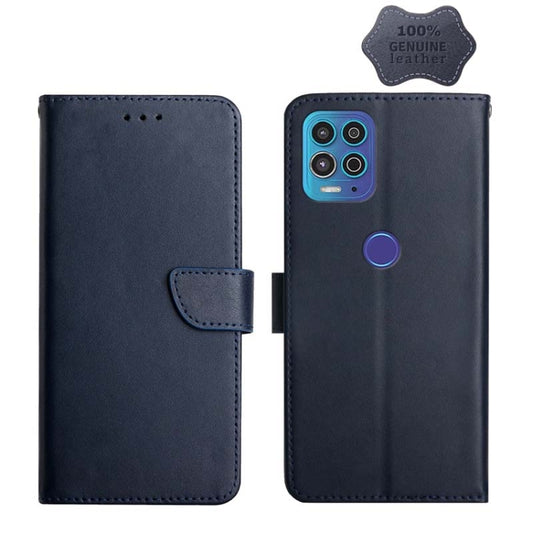 For Motorola Moto G100 Genuine Leather Fingerprint-proof Horizontal Flip Phone Case(Blue) - Motorola Cases by PMC Jewellery | Online Shopping South Africa | PMC Jewellery | Buy Now Pay Later Mobicred