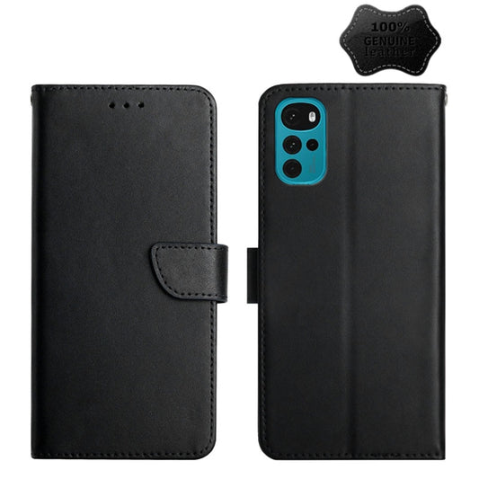 For Motorola Moto G22 Genuine Leather Fingerprint-proof Horizontal Flip Phone Case(Black) - Motorola Cases by PMC Jewellery | Online Shopping South Africa | PMC Jewellery | Buy Now Pay Later Mobicred