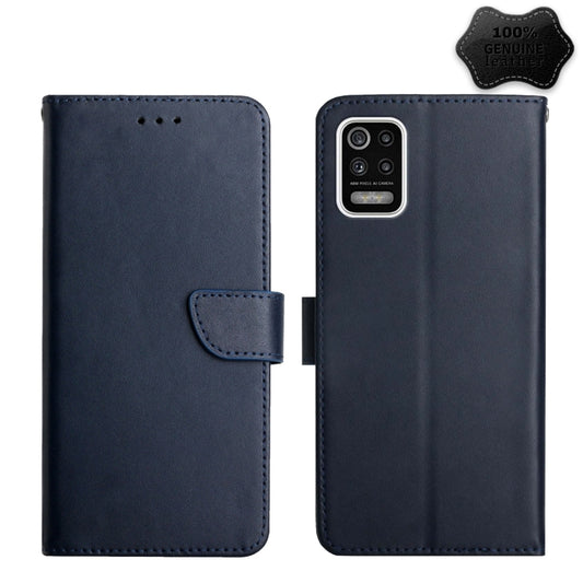 For LG K42 Genuine Leather Fingerprint-proof Flip Phone Case(Blue) - LG by PMC Jewellery | Online Shopping South Africa | PMC Jewellery | Buy Now Pay Later Mobicred