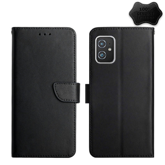 For Asus Zenfone 8 ZS590KS Genuine Leather Fingerprint-proof Flip Phone Case(Black) - ASUS Cases by PMC Jewellery | Online Shopping South Africa | PMC Jewellery | Buy Now Pay Later Mobicred