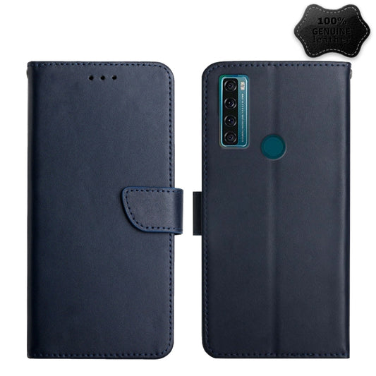 For TCL 20 R 5G Genuine Leather Fingerprint-proof Flip Phone Case(Blue) - More Brand by PMC Jewellery | Online Shopping South Africa | PMC Jewellery | Buy Now Pay Later Mobicred