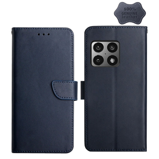 For OnePlus 10 Pro Genuine Leather Fingerprint-proof Horizontal Flip Phone Case(Blue) - OnePlus Cases by PMC Jewellery | Online Shopping South Africa | PMC Jewellery | Buy Now Pay Later Mobicred