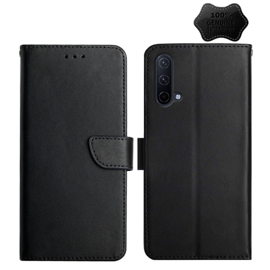 For OnePlus Nord CE 5G Genuine Leather Fingerprint-proof Horizontal Flip Phone Case(Black) - OnePlus Cases by PMC Jewellery | Online Shopping South Africa | PMC Jewellery | Buy Now Pay Later Mobicred